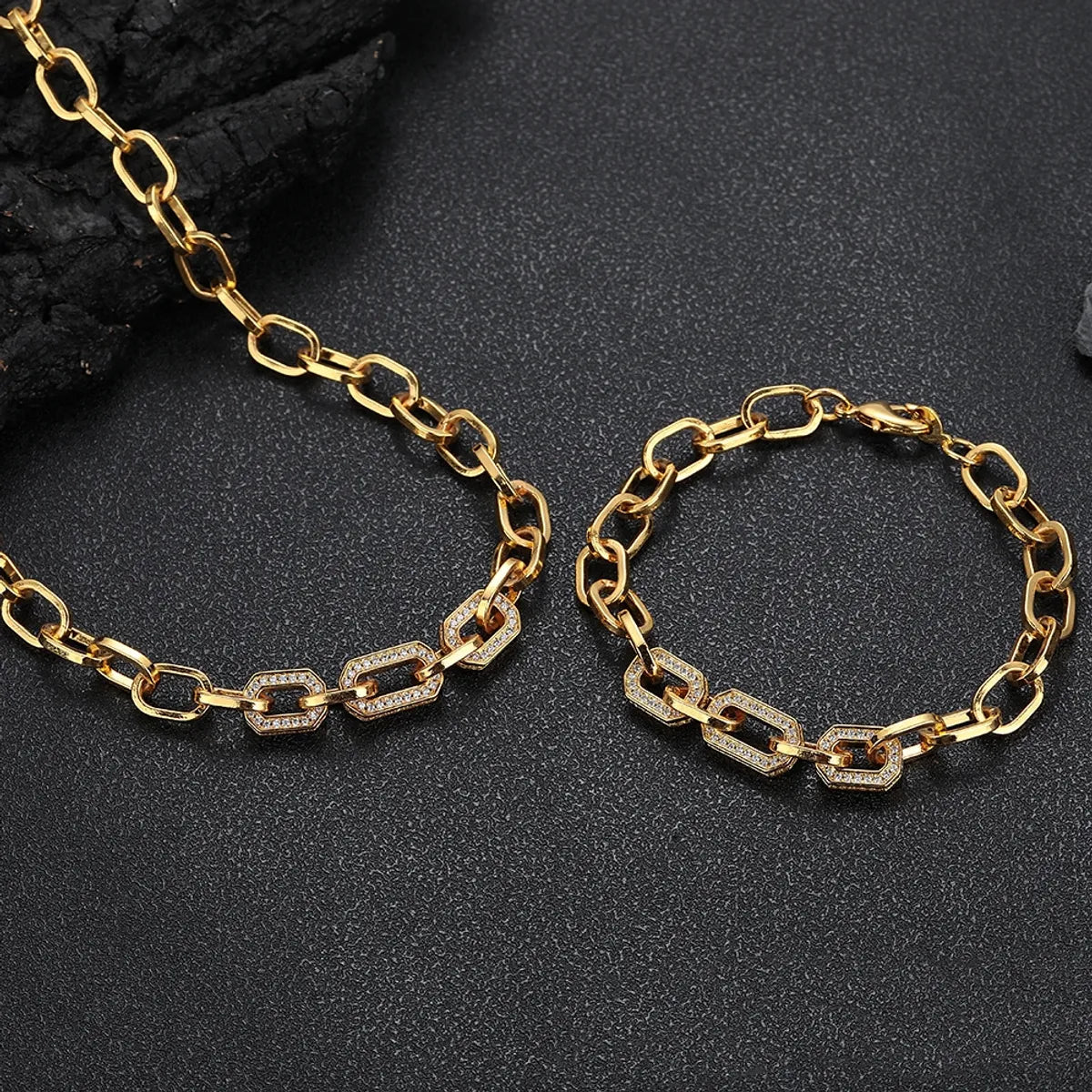 Hip-hop Punk Geometric Copper Plating Bracelets Necklace