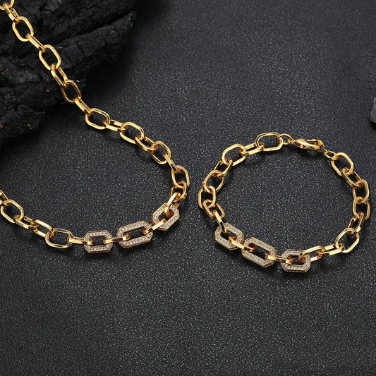 Hip-hop Punk Geometric Copper Plating Bracelets Necklace