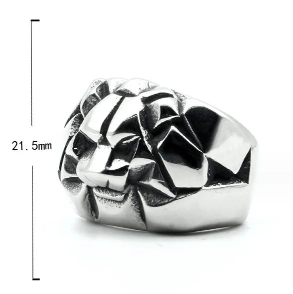 Hip-Hop Punk Geometric Lion Titanium Steel Men'S Rings