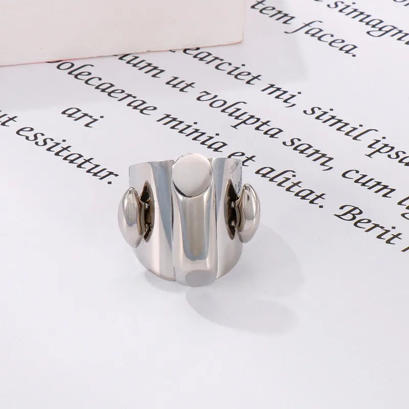 Wholesale Jewelry Hip-Hop Punk Geometric Solid Color 304 Stainless Steel Plating Open Rings