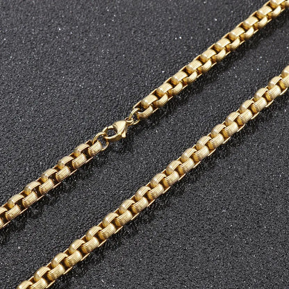 Hip-Hop Punk Geometric Titanium Steel Metal Chain 18K Gold Plated Men'S Bracelets Necklace