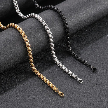 Hip-Hop Punk Geometric Titanium Steel Metal Chain 18K Gold Plated Men'S Bracelets Necklace