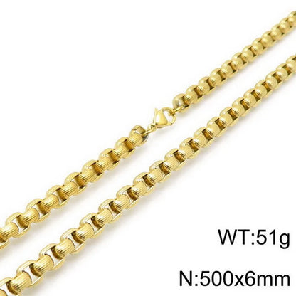 Hip-Hop Punk Geometric Titanium Steel Metal Chain 18K Gold Plated Men'S Bracelets Necklace