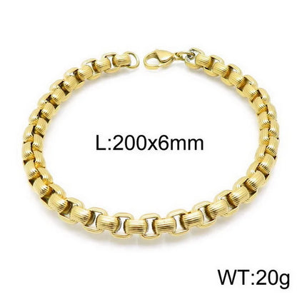 Hip-Hop Punk Geometric Titanium Steel Metal Chain 18K Gold Plated Men'S Bracelets Necklace