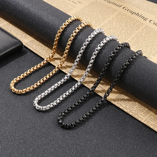 Hip-Hop Punk Geometric Titanium Steel Metal Chain 18K Gold Plated Men'S Bracelets Necklace