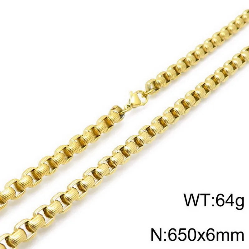 Hip-Hop Punk Geometric Titanium Steel Metal Chain 18K Gold Plated Men'S Bracelets Necklace