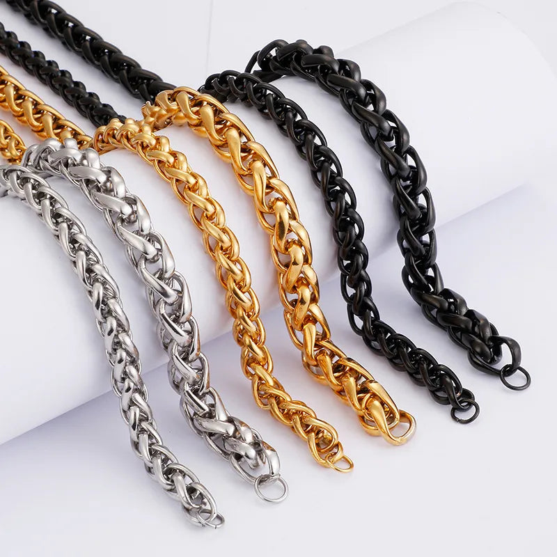 Hip-Hop Punk Geometric Titanium Steel Plating Chain 18K Gold Plated Men'S Bracelets