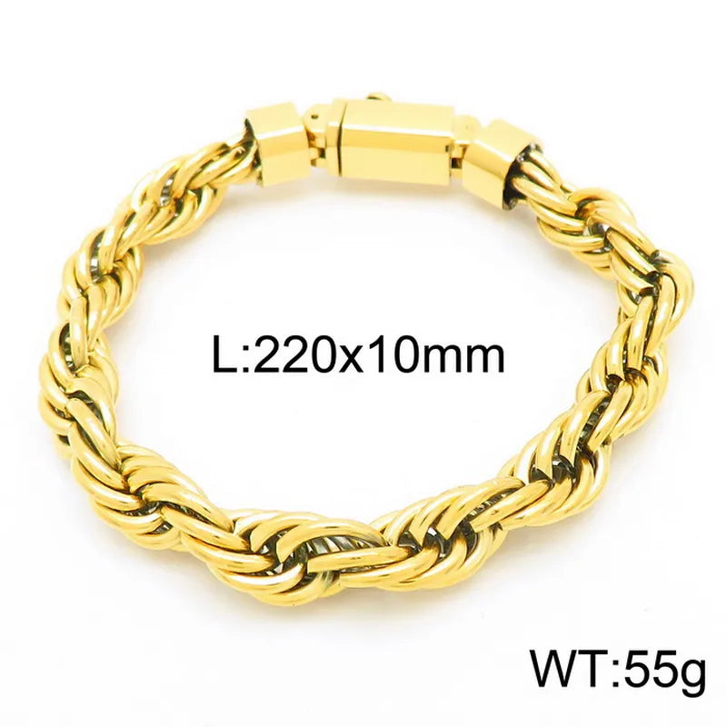 Hip-Hop Punk Geometric Titanium Steel Plating 18K Gold Plated Men'S Bracelets