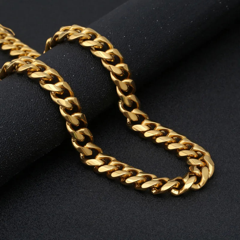 Hip-Hop Punk Geometric Titanium Steel Plating 18K Gold Plated Men'S Necklace