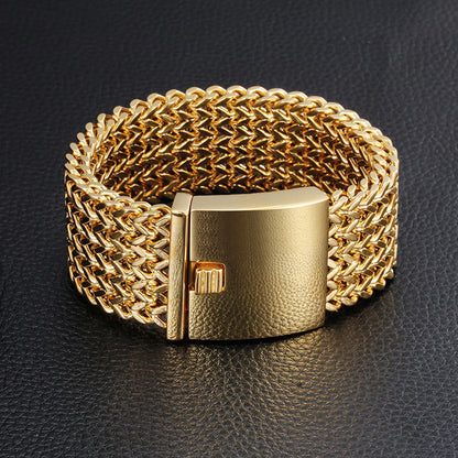 Wholesale Jewelry Hip-Hop Punk Geometric Titanium Steel 18K Gold Plated Plating Rings Bracelets