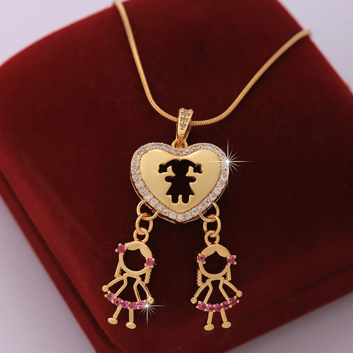 Hip-hop Punk Heart Shape Stainless Steel Copper 18k Gold Plated Zircon Pendant Necklace In Bulk