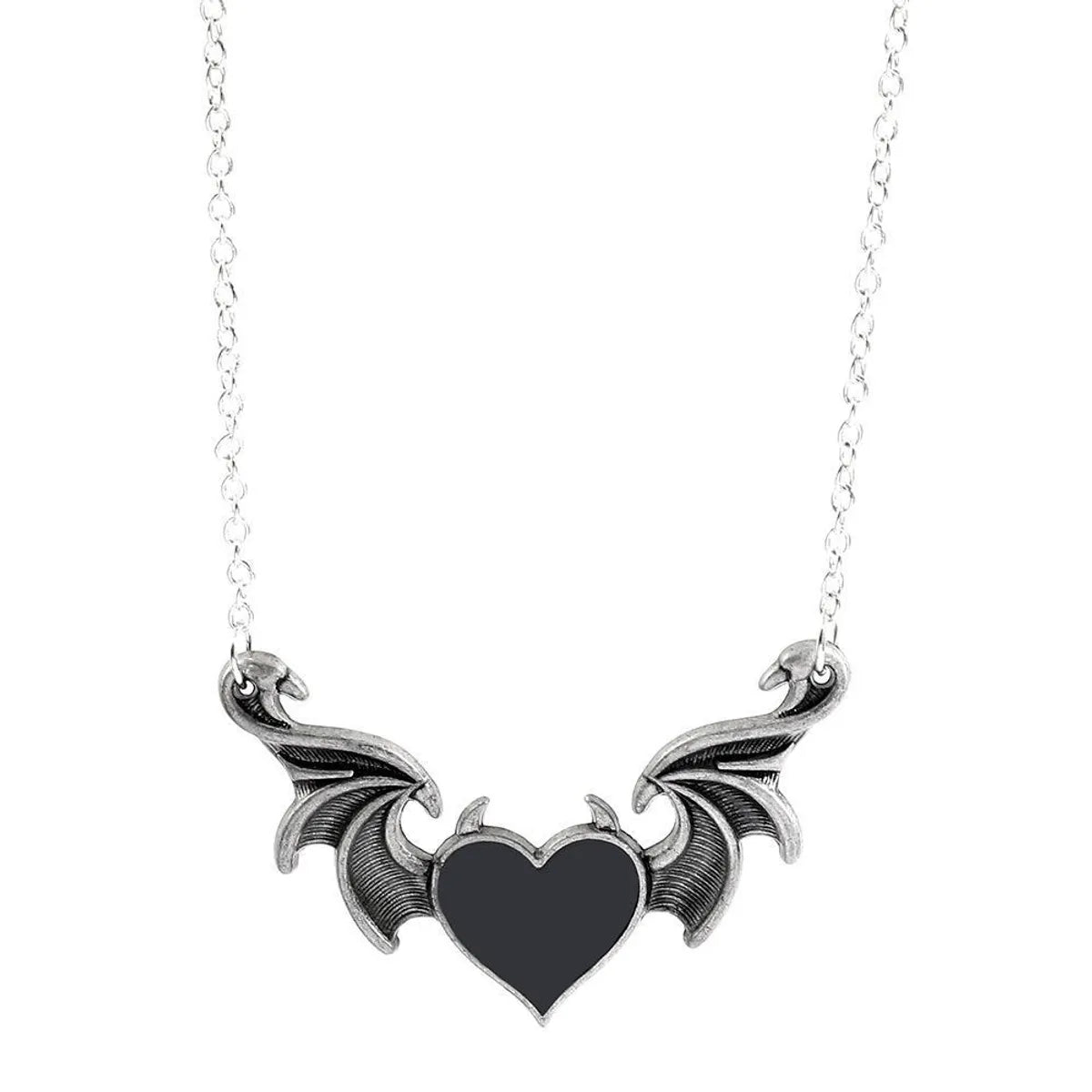 Hip-hop Punk Heart Shape Wings Alloy Enamel Plating Women's Necklace