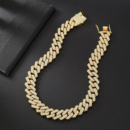 Hip-hop Punk Necklace Alloy Plating Inlay Rhinestones Gold Plated Men's Necklace