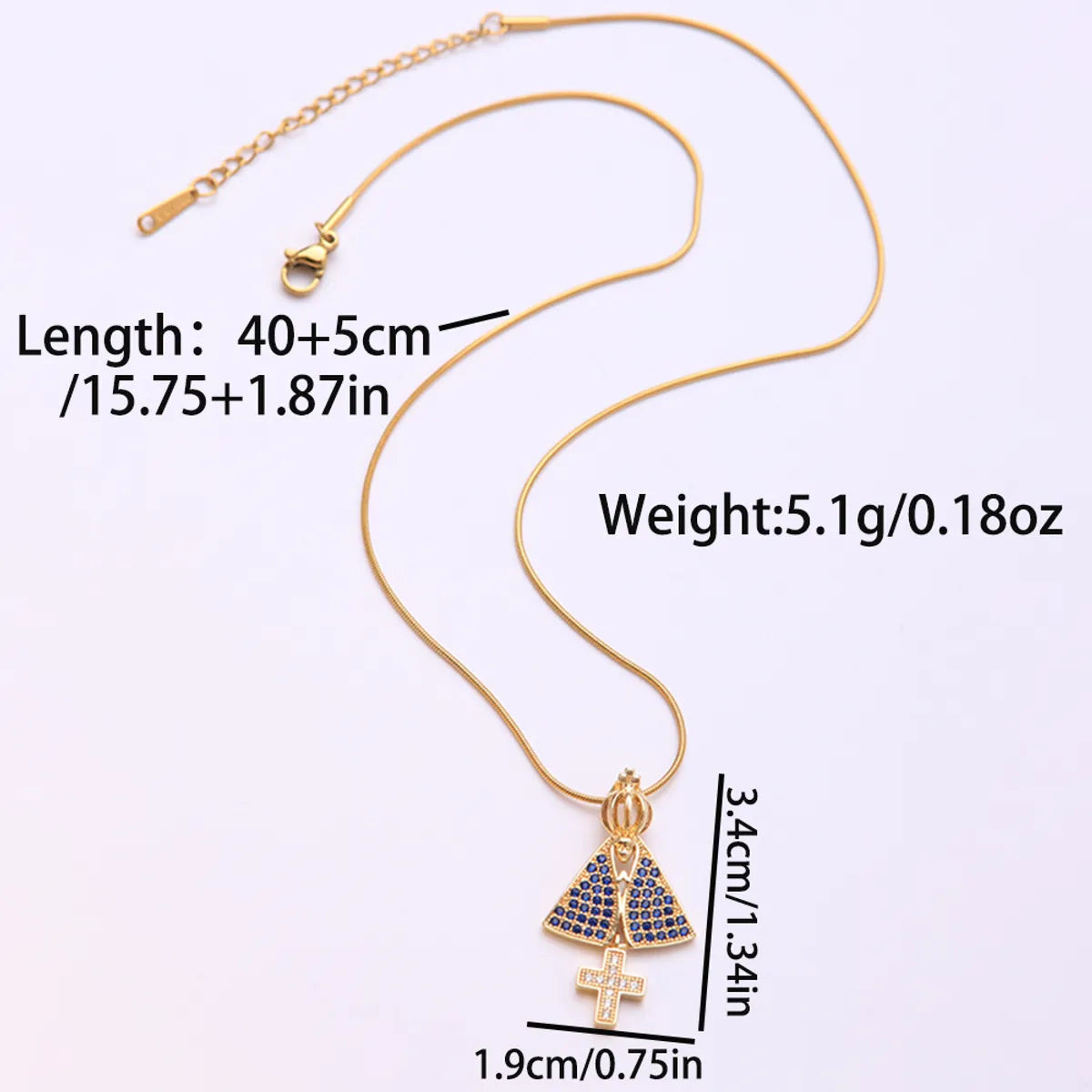 Hip-hop Punk Round Virgin Mary Stainless Steel Artificial Gemstones Copper 18k Gold Plated Zircon Pendant Necklace In Bulk