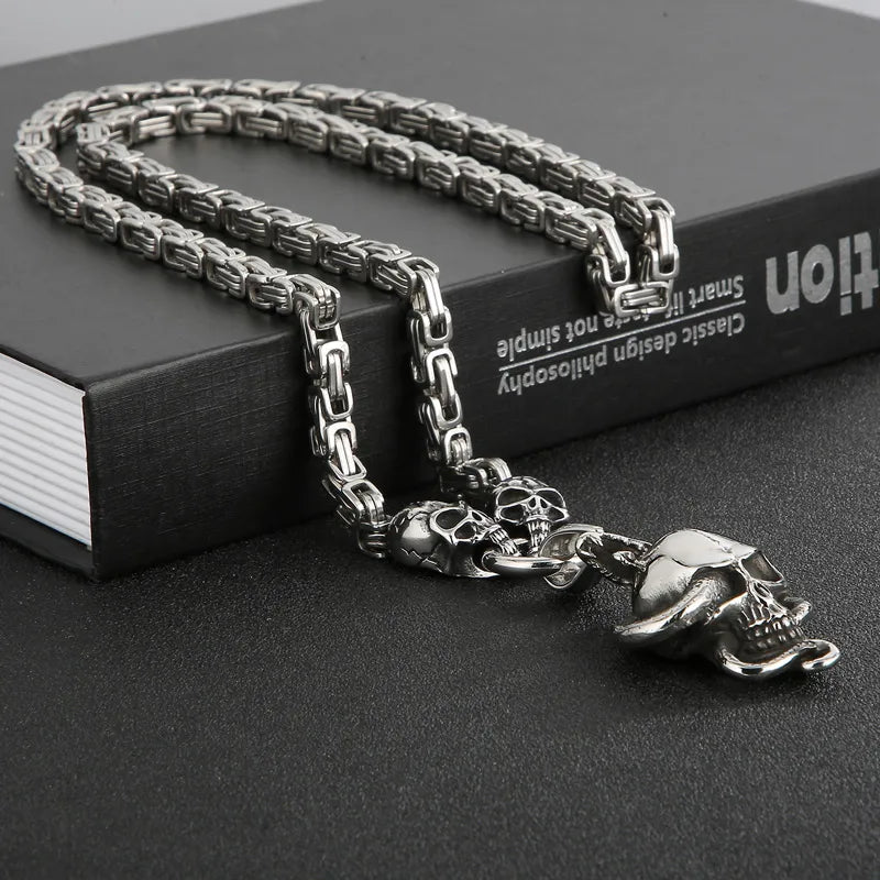 Hip-Hop Punk Snake Skull Stainless Steel Titanium Steel Chain Men'S Pendant Necklace Long Necklace