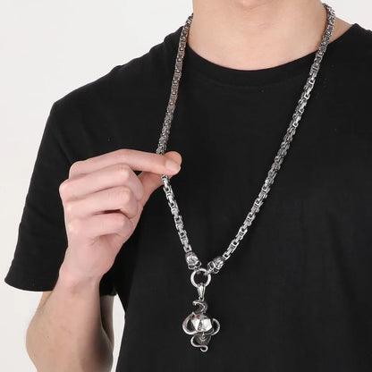 Hip-Hop Punk Snake Skull Stainless Steel Titanium Steel Chain Men'S Pendant Necklace Long Necklace