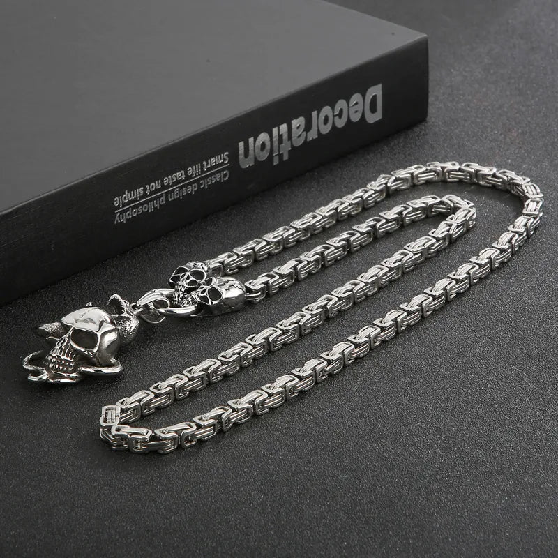 Hip-Hop Punk Snake Skull Stainless Steel Titanium Steel Chain Men'S Pendant Necklace Long Necklace