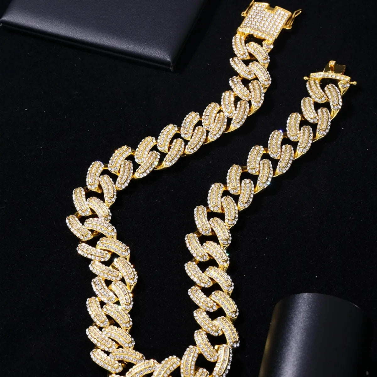 Hip-hop Punk Solid Color Copper Zircon Bracelets Necklace In Bulk