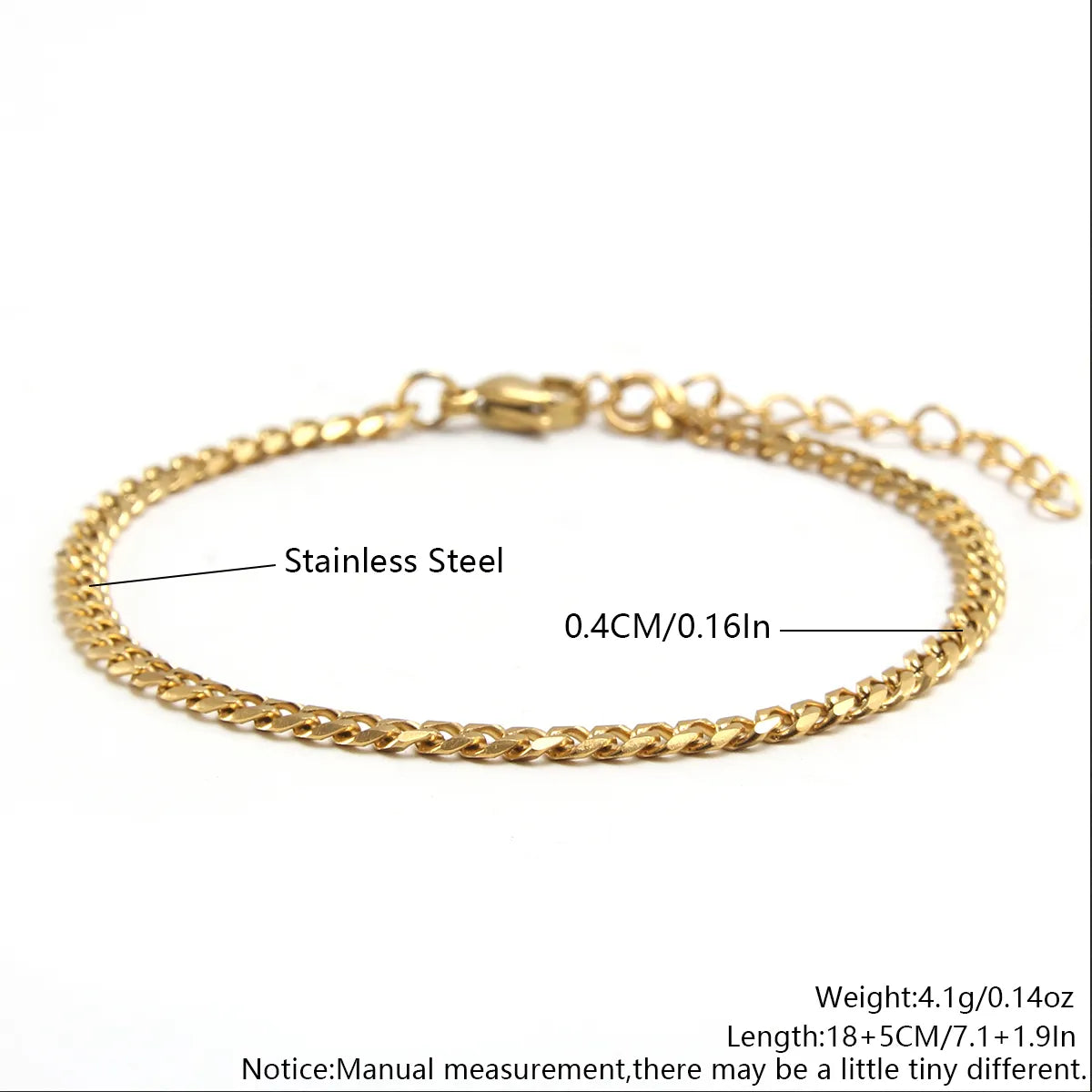 Hip-hop Punk Solid Color Stainless Steel Plating 18k Gold Plated Bracelets