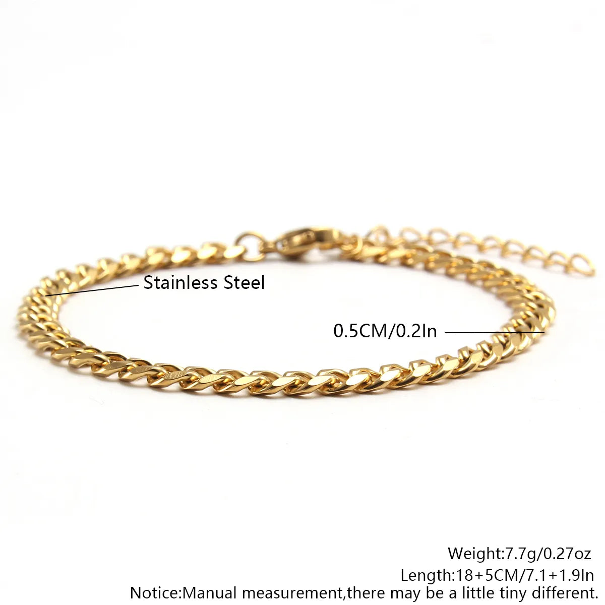 Hip-hop Punk Solid Color Stainless Steel Plating 18k Gold Plated Bracelets