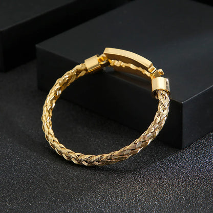 Hip-Hop Punk Solid Color Stainless Steel Plating 18K Gold Plated Men'S Bangle