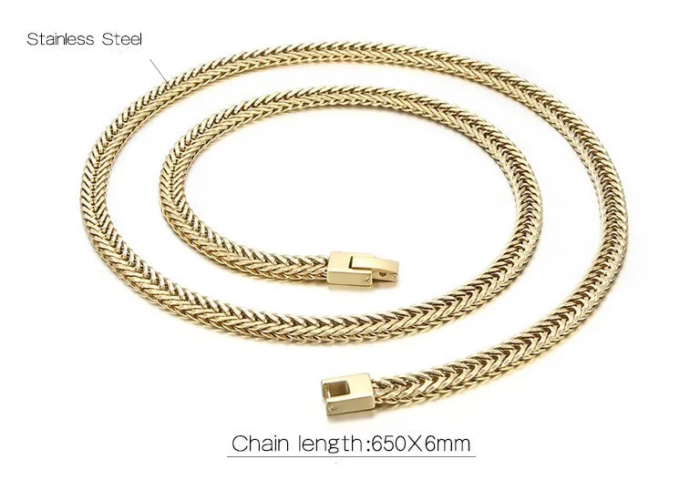 Hip-Hop Punk Solid Color Stainless Steel Plating 18K Gold Plated Men'S Necklace