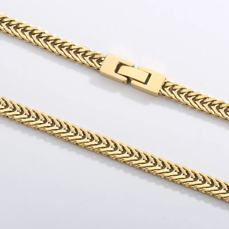 Hip-Hop Punk Solid Color Stainless Steel Plating 18K Gold Plated Men'S Necklace