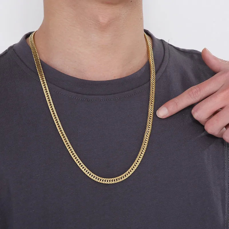 Hip-Hop Punk Solid Color Stainless Steel Plating 18K Gold Plated Men'S Necklace