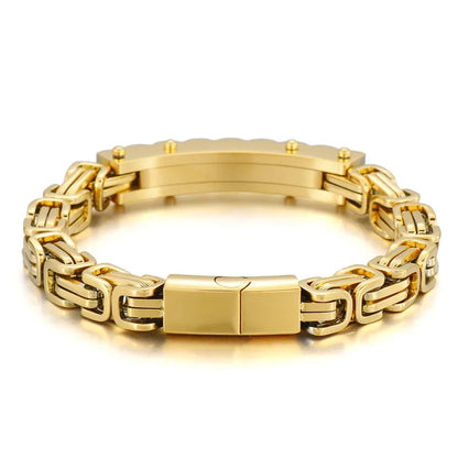 Hip-Hop Punk Solid Color Stainless Steel Plating 18K Gold Plated Men'S Bracelets