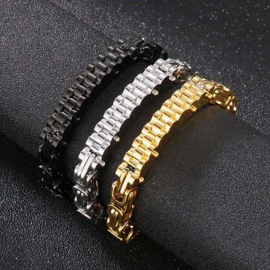 Hip-Hop Punk Solid Color Stainless Steel Plating 18K Gold Plated Men'S Bracelets