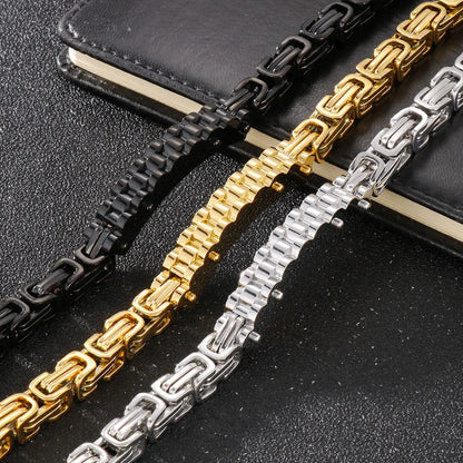 Hip-Hop Punk Solid Color Stainless Steel Plating 18K Gold Plated Men'S Bracelets