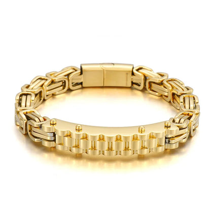 Hip-Hop Punk Solid Color Stainless Steel Plating 18K Gold Plated Men'S Bracelets