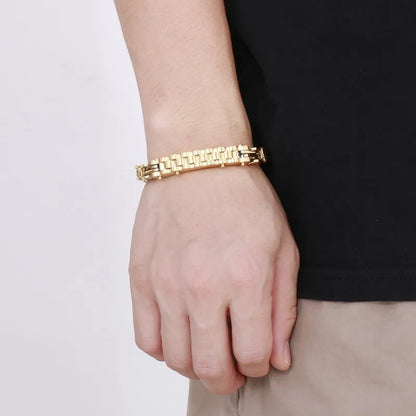 Hip-Hop Punk Solid Color Stainless Steel Plating 18K Gold Plated Men'S Bracelets