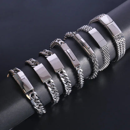 Hip-Hop Punk Solid Color Stainless Steel Plating Unisex Bracelets