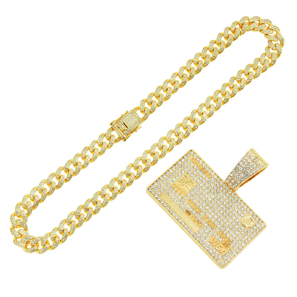 Hip-Hop Punk Square Solid Color Alloy Plating Inlay Rhinestones Men'S Pendant Necklace