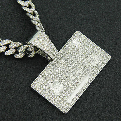 Hip-Hop Punk Square Solid Color Alloy Plating Inlay Rhinestones Men'S Pendant Necklace