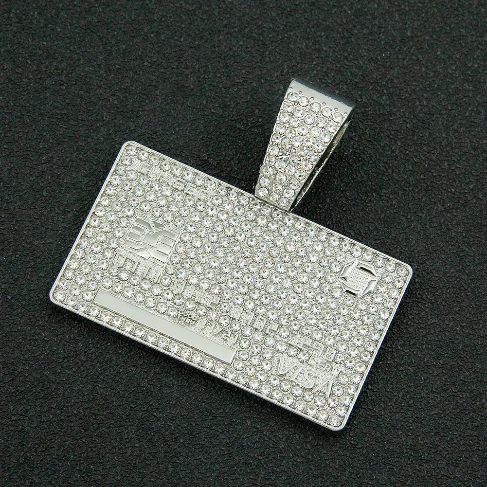 Hip-Hop Punk Square Solid Color Alloy Plating Inlay Rhinestones Men'S Pendant Necklace