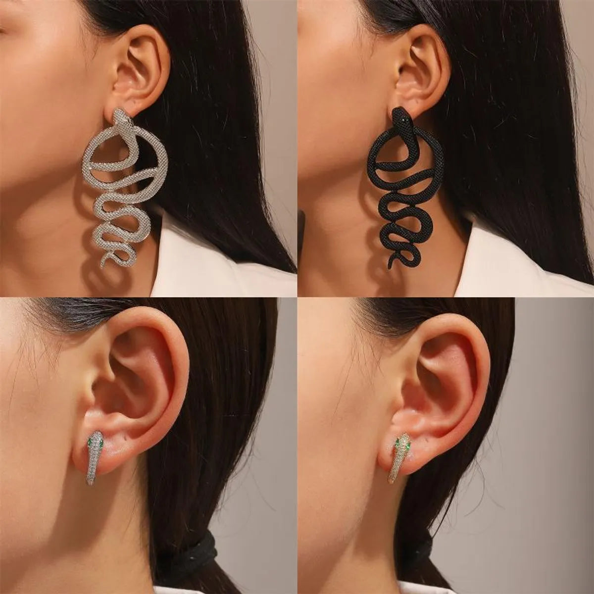 Hip-Hop Punk Streetwear Heart Shape Snake Dragon Alloy Metal Copper Plating 18k Gold Plated Gold Plated Silver Plated Women'S Ear Clips