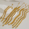 Hip Hop Punk Style Stainless Steel Geometric Cuban Bracelet Plated Real Gold Handmade Woven Chain