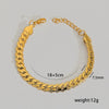 Hip Hop Punk Style Stainless Steel Geometric Cuban Bracelet Plated Real Gold Handmade Woven Chain