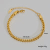 Hip Hop Punk Style Stainless Steel Geometric Cuban Bracelet Plated Real Gold Handmade Woven Chain
