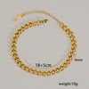 Hip Hop Punk Style Stainless Steel Geometric Cuban Bracelet Plated Real Gold Handmade Woven Chain