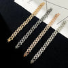 Hip Hop Punk Style Wide Cuban Bracelet With Flash Diamond And Geometric Pattern Alloy Material