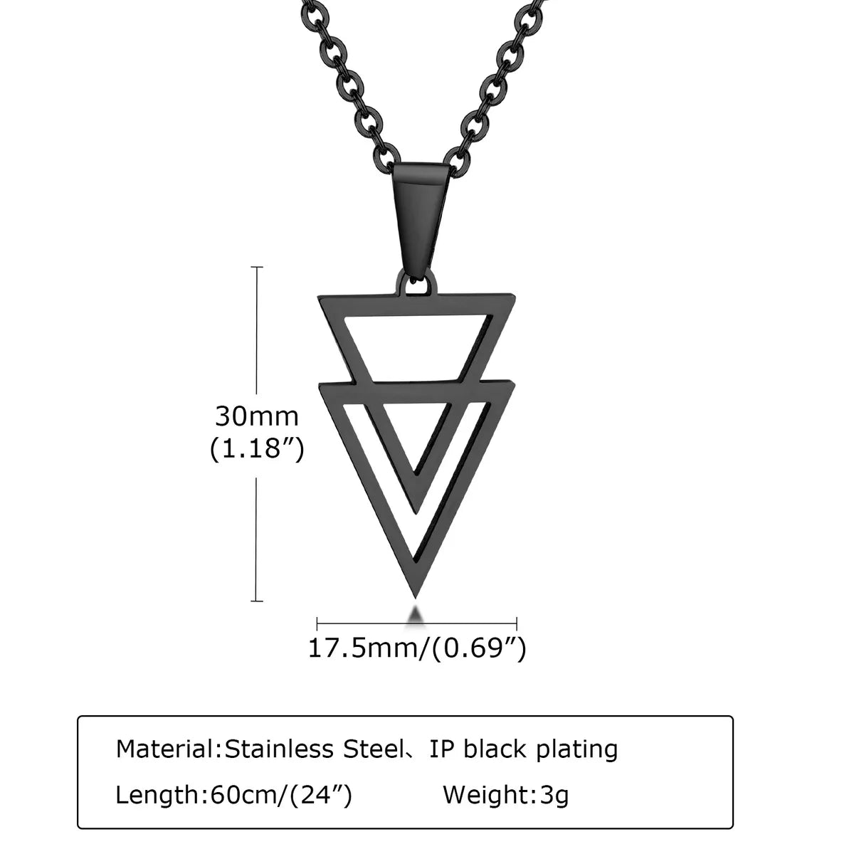 Hip-Hop Punk Triangle Solid Color Stainless Steel Titanium Steel Pendant Necklace 1 Piece