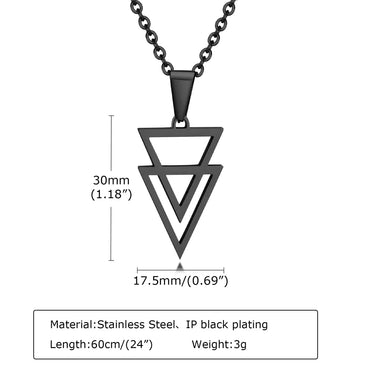 Hip-Hop Punk Triangle Solid Color Stainless Steel Titanium Steel Pendant Necklace 1 Piece