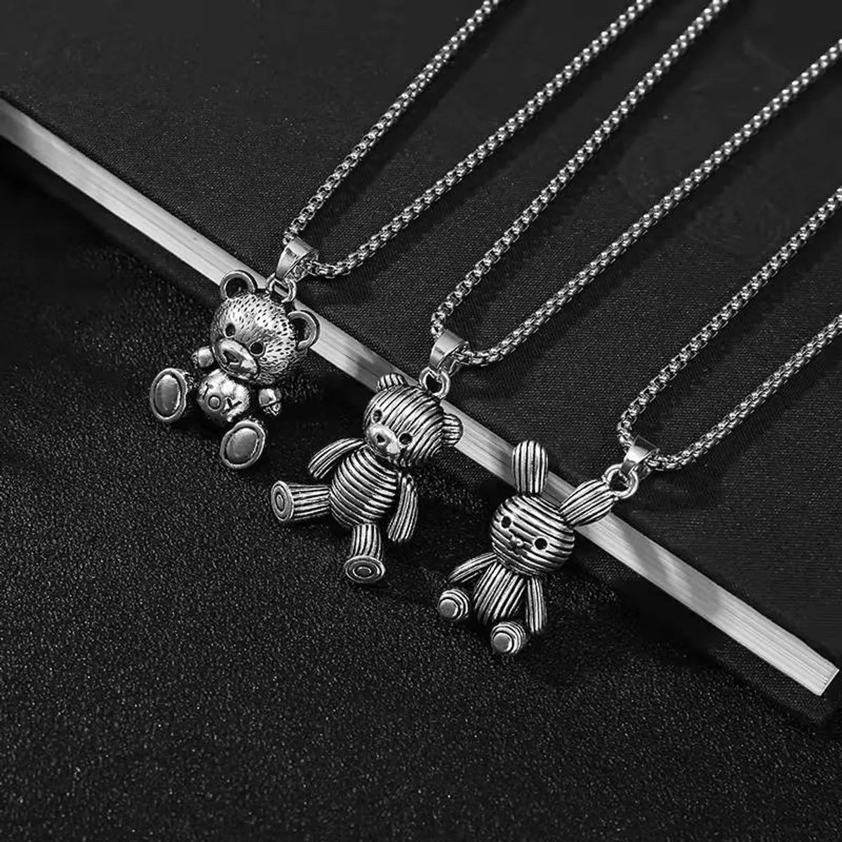 Hip-Hop Rabbit Bear Alloy Titanium Steel Plating Unisex Pendant Necklace