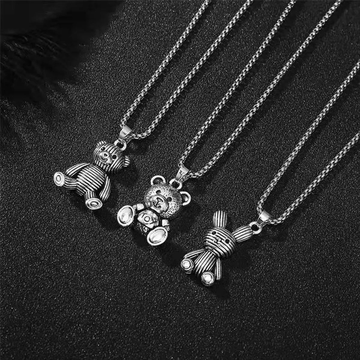 Hip-Hop Rabbit Bear Alloy Titanium Steel Plating Unisex Pendant Necklace