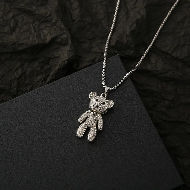 Hip-Hop Rabbit Bear Alloy Titanium Steel Wholesale Pendant Necklace Sweater Chain