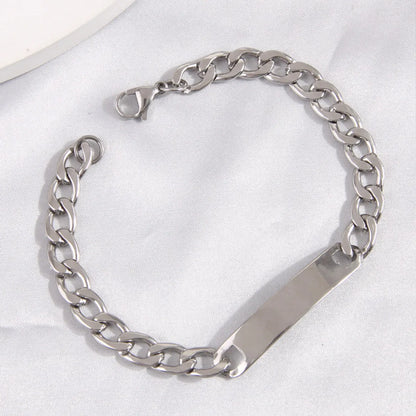 Hip-Hop Rectangle 304 Stainless Steel Men'S Bracelets