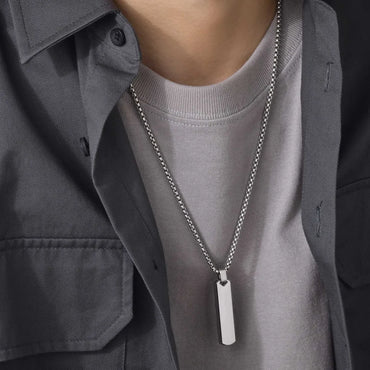 Hip-Hop Rectangle Stainless Steel Men'S Pendant Necklace